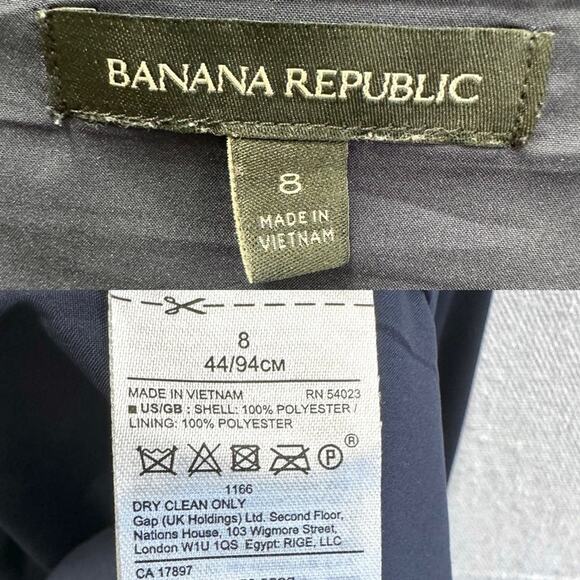 Banana Republic Navy Blue Cascade Slip Dress Size 8 Knee Length - Picture 12 of 14